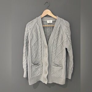 Aritzia Wilfred Anya Cable Knit Button Cardigan Sweater Merino Wool | Small